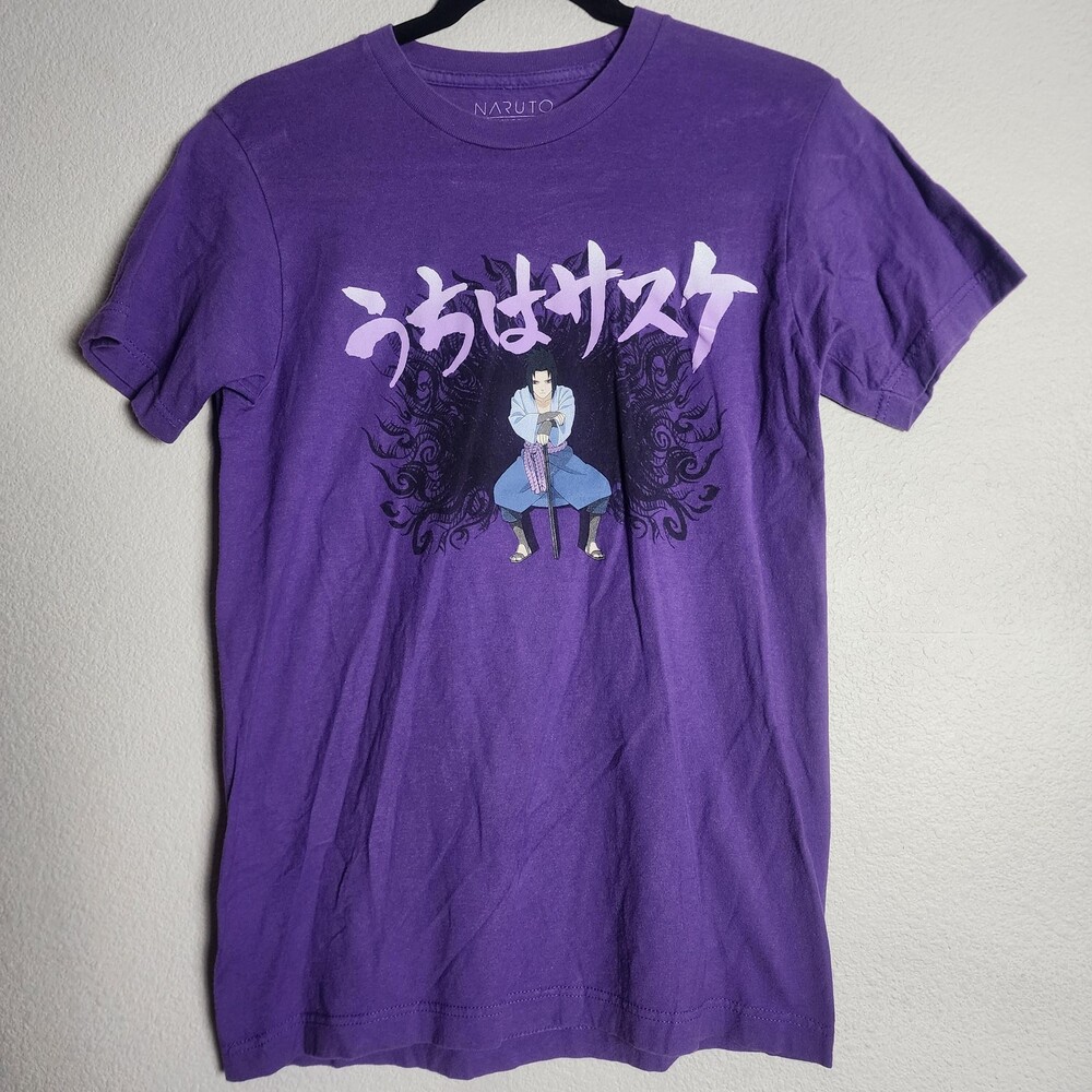 Naruto Shippuden Sasuke Shirt Mens Small Purple Uchiha Graphic Anime Tee T-Shirt